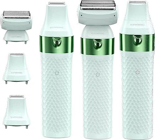 Electric Razors Women, Bikini Trimmer Shaver Women Grooming Legs Pubic Hair Rechargeable Hair Removal with Snap-in Ceramic Blades