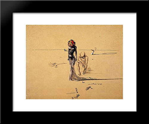 Amazon.co.jp: 花の頭を持つ女性 20x24 フレーム入りアートプリント 