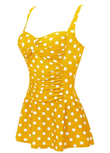 Joyaria Womens Tummy Control One Piece Swimsuit with Skirt Retro Swimdress3