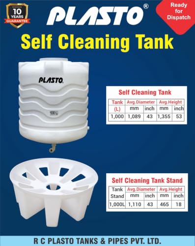 Image of Self Cleaning Water Tank 1000 L | Triple Layer Water Storage Tank | Food Grade Plastic Overhead Tank | UV Stabilized Durable Leak Resistant Tank for Home Residential Commercial Use