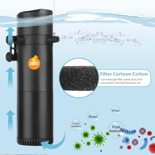 Image of Boltz Submersible Aquarium Filter Pump 18 Watt, 1200 L /H for Aquarium /Fish Tank 2 to 4 feet size aquarium, 6 Months Warranty on Fish Aquarium Filter- White color