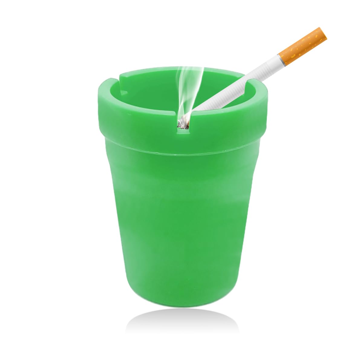 Yourkar Car Ashtray, Smokeless Smellproof Self-Extinguishing Auto Ashtray, Portable Mini Vehicle Cigarette Trash Can for Home Office, Universal Car Ashtray Fits Most Cup Holder (Green)