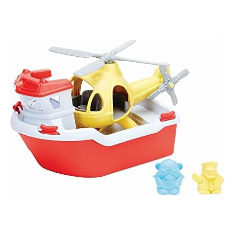 Green Toys Rescue Boat with Helicopter Red, 1 EA Cover
