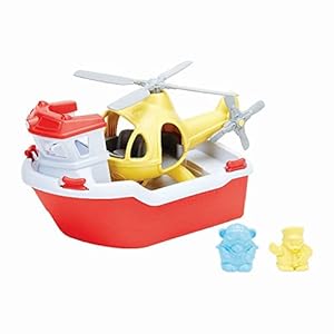 Green Toys Rescue Boat with Helicopter