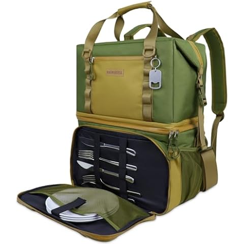 Picnic Backpack for 4 Person with Insulated Leakproof Cooler, Water-Resistant Soft Cooler Bag with Multiple Pockets Perfect for Beach, Day Travel, Hiking, Camping, BBQs, Family and Lovers Gifts Cover