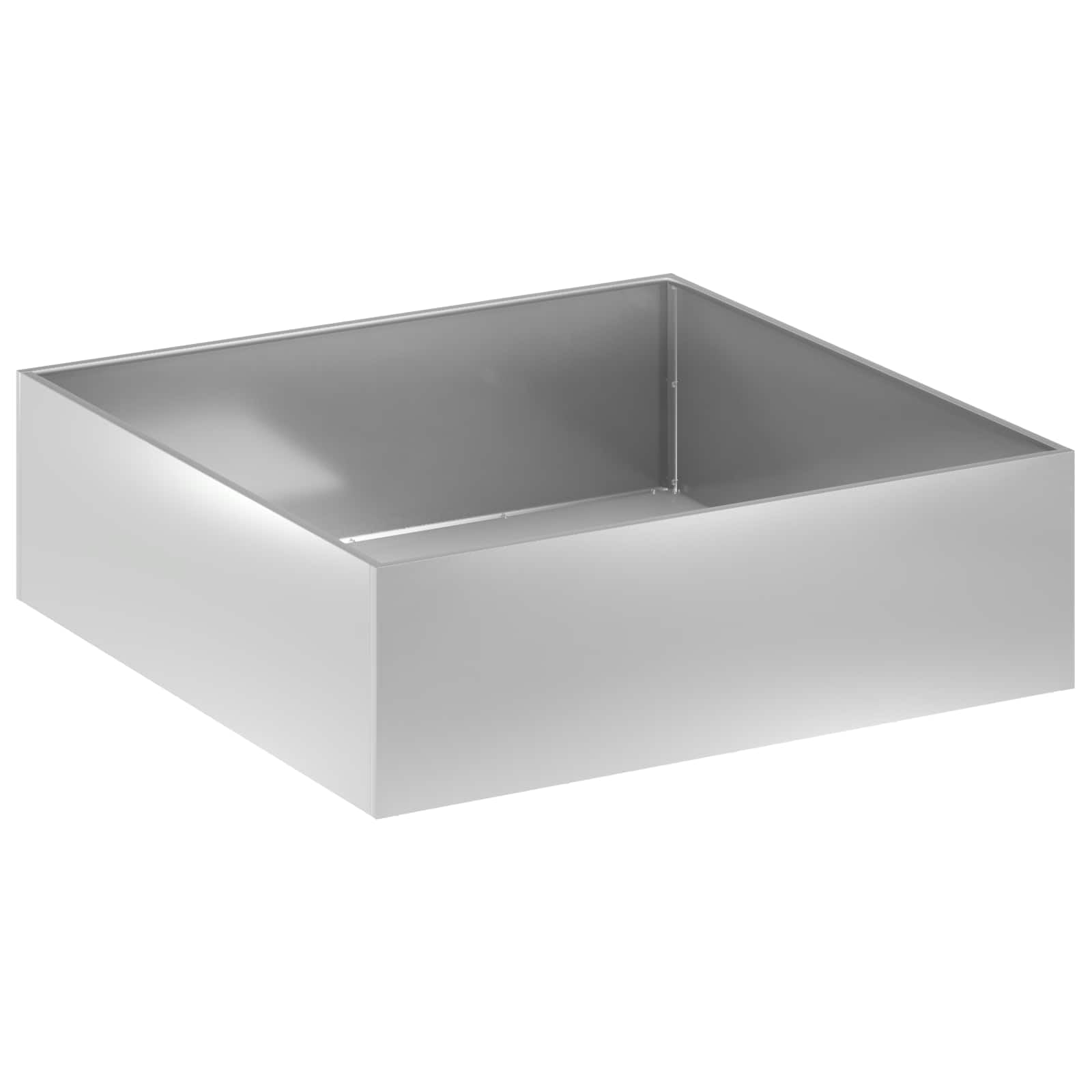 Macetero de acero galvanizado, 80 x 80 x 30 cm, color plateado | Jardinera rectangular resistente a la intemperie, fácil de montar, para jardín, balcón, terraza