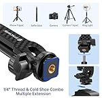 SYNCWIRE Tripod Phone Mount, Universal Smartphone Mount Adapter with 2 Cold Shoe and 1/4" Screw, 360° Rotates and 180° Tilts Adjustable Cell Phone Clamp Holder for Enhancing Mobile Photography Setup - Image 3