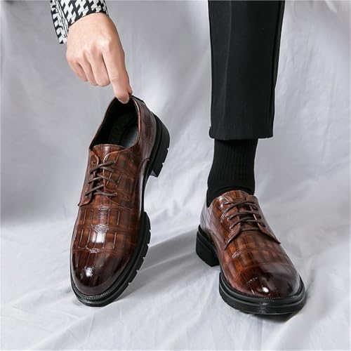 Mens Lace up Large Size Dress Shoes Thick Heel Elevator Business Casual Oxford Leather Loafers British Style3