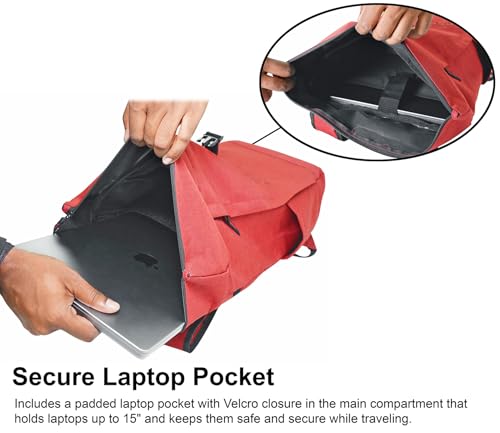 Rockville RPAK BURNED RED Backpack Bag, Padded 15" Laptop Pocket, Durable Nylon, Adjustable Straps, Hidden Zippered Compartment, Ideal for Daily Use and Gear Transport4