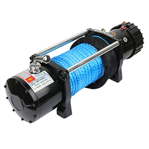Winche eléctrico SCITOO 12000lbs 12V con cuerda sintética y control miniatura 4