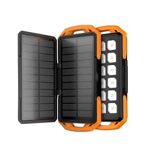 ToughTested 10,000mAh Solar Power Bank - Dual Foldable Solar Panels, 18W PD Fast Charging Portable...
