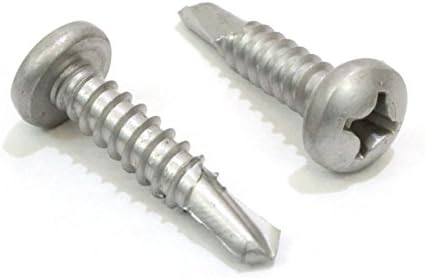 8 x 1/2" Self Tapping Stainless Steel Metal Screw, (100 Pack) Phillips Pan Head Self Drilling Screws, 410 Stainless Steel, Choose Size, by Bolt Dropper
