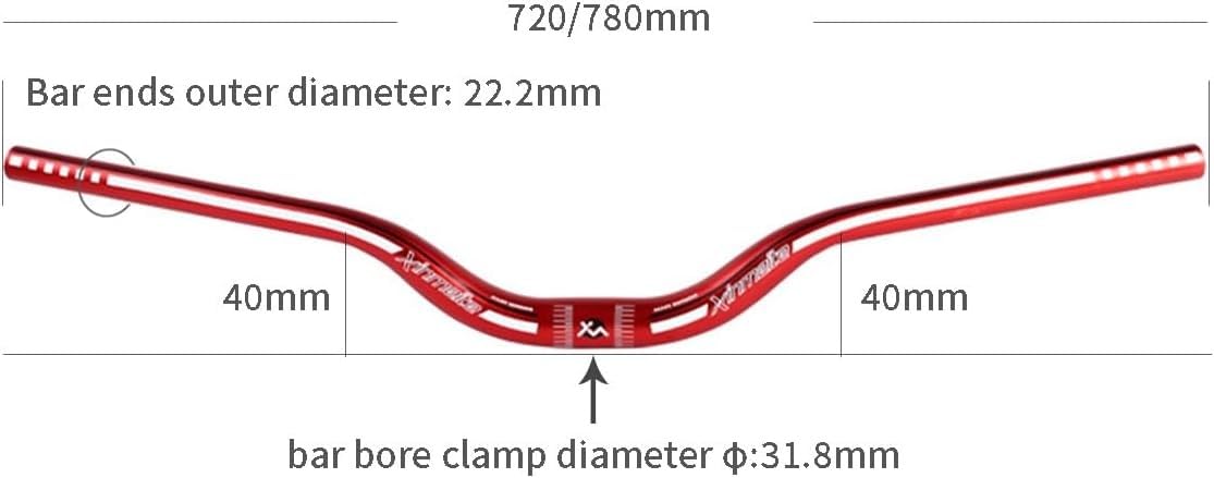 Manillar de Bicicleta de montaña de 720/780 mm con elevación de 40 mm, Manillar de Descenso MTB Fabricado en aleación de Aluminio de 31,8 mm, Manillar de Bicicleta extralargo (C, 7