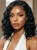 UNICE Bye Bye Slip Water Wave Bob Wig Human Hair, C Side Part 6x4 Glueless Lace Closure Wig, Pre-Plucked & Pre-Cut, 220% Density, Drawstring, Beginner Friendly for Black Women 12 Inch