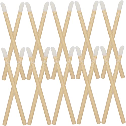 IWOWHERO 100pcs Wooden Lip Brush Applicators Single Use Lipstick Lip Gloss Wand Makeup Tools for Daily Professional Use