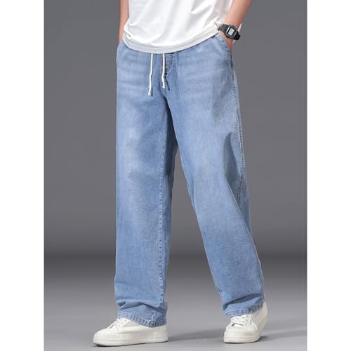 Plus Size Baggy Jeans for Men Stretchy Straight Loose Jett Jeans Drawstring Waist Pull On Denim Sweatpants L-5XL4