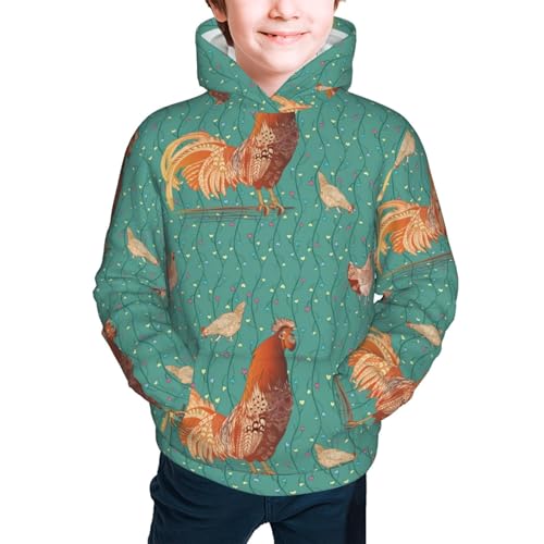 Rooster and a Hen Kid Hoodies Boys Sweatshirts Girls Pullover with Pocket3