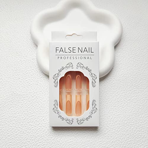 Long French Tip Press On Nails Square Fake Nails Yellow Acrylic Nails Full Cover False Nails With Design French Tip Press On Nails Glossy Artificial Nails Stick On Nails Glue On Nails For Women And Girls 24Pcs #TOP5
