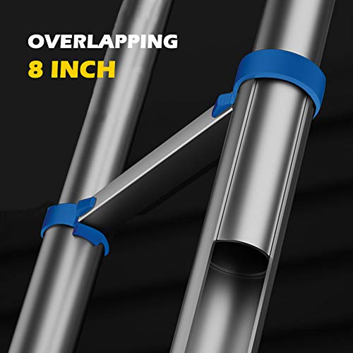 16.5 Ft Telescoping Ladder, Extension Ladder, A-Frame Portable Folding Ladder Aluminium Lightweight 330lb Load Capacity with Support Bar Anti-Slip