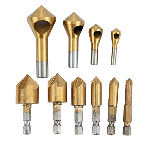 Chamfer Countersink Deburring Drill Bit Set, Countersink Drill Bit, 90 Degree Center Punch Tool Sets For Wood Quick Change Bit, 1/4'' Hex Shank, 5 Flute Countersink 6mm-19mm