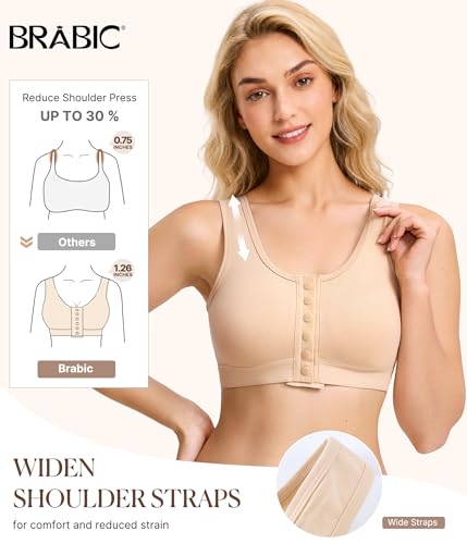 Image of BRABIC Surgical Bra Front Closure - Comfort Compression Mastectomy Bras for Women Post Surgery with Full Coverage