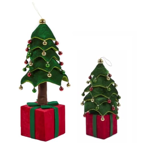 BAKAJI Albero di Natale Pieghevole in Poliestere Effetto Velluto, Decoro Addobbo Natalizio Telescopico Allungabile, Luci Bianco Caldo, Alberello Decorazione Natalizia Casa, Vetrine, Negozi (80 cm)