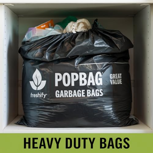 Image of POPBAG Heavy Duty Garbage Bags By Freshify | 450 Pcs | Small - 17 x 19 inch | 30 Bags X 15 Rolls | Black | Leak-Proof And Tear-Resistant Dustbin Bags | Home And Office Mutli Purpose Use (Pack Of 15)