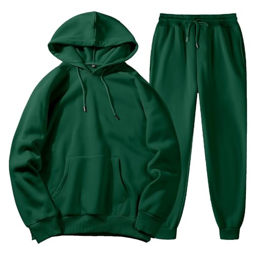 Solid Color Tracksuits for Men Drawstring Loose Fit Casual Hooded Sweatshirts Pullover Baggy Sweatpants Winter 2025