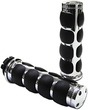 Chrome Billet Motorcycle 7/8 Handlebar Comfort Hand Grips Pair (2 pieces) for Honda Valkyrie, Rebel