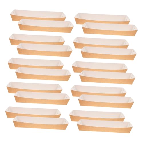 KICHOUSE 50pcs Paper Hot Dog Wrappers Greaseproof Food Trays Hamburger Cardboard Boxes Paper Burger Boxes Sandwich for Takeout Picnic Food Chinese Takeout Containers Western Dessert Picnic
