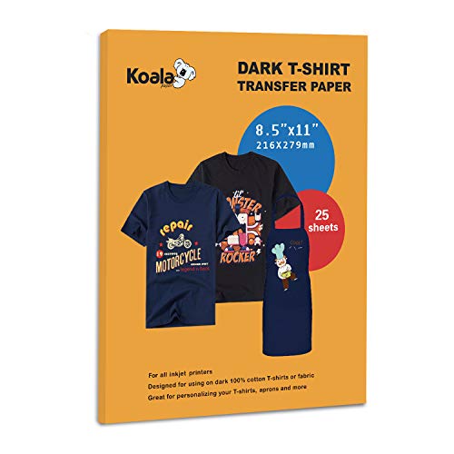 Koala 25 Sheets Iron-On Dark T Shirt Transfer Paper 8.5x11 inch ,for all Inkjet Printer