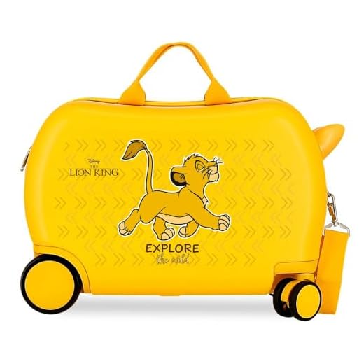 Disney Joumma Re Leone Explorer Valigia Cabina, Valigia per bambini, realizzata in ABS, materiale resistente, quattro ruote doppie di rotazione multidirezionale, chiusura a combinazione laterale,