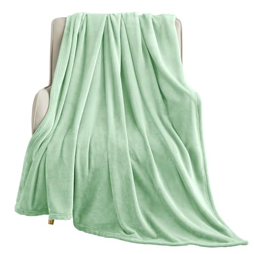 KMUSET Sage Green Fleece Blanket for Bed - Lightweight Super Soft Cozy Luxury Bed Blanket Microfiber 60 x 80 inches