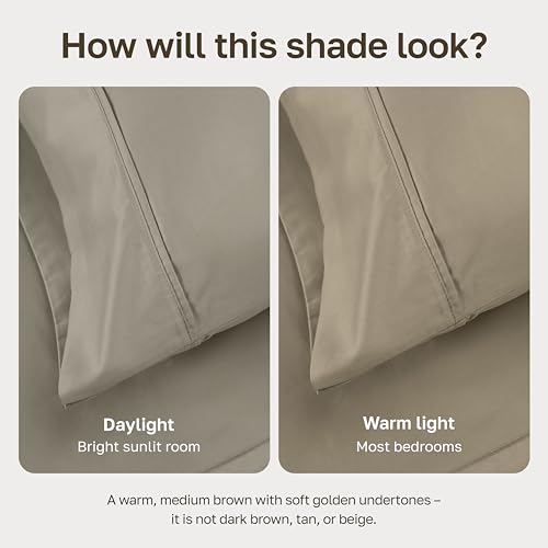 Image of California Design Den Duvet Cover King Size Only - 400 Thread Count, 100% Cotton Sateen, Soft King-Size Duvet Covers, Button Closures, Corner Ties, Durable Bedding - Taupe