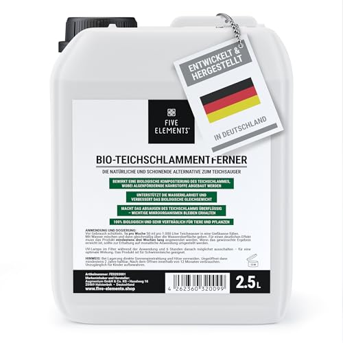 FIVE ELEMENTS Bio-Teichschlammentferner | 2,5 L | ideal für Frühjahr | 2026: Verbesserte Wirkung | Teichwasser-Klärung | flüssig