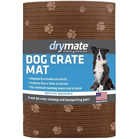 Drymate Dog Crate Mat Liner, Absorbs Urine, Waterproof, Non-Slip, Washable Puppy Pee Pad for Kennel Training - Use Under Pet Cage to Protect Floors, Thin Cut to Fit Design (USA Made) (Brown)(27"x42") Cover