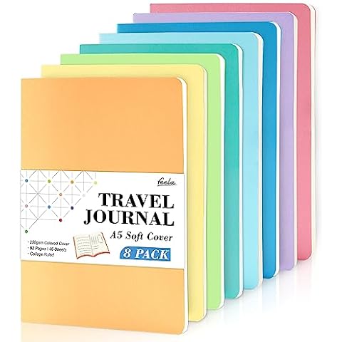 Feela A5 Lined Notebooks 8 Pack Pastel Cover