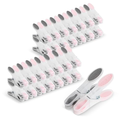Romon Pinzas Ropa, 60 Pinzas Ropa Que No Dejan Marca Pinzas Toalla Playa Antideslizantes, Ropa Clips Pinzas de Plástico Fuerte Resistentes al Viento para Toallas Ropa Interior Bragas