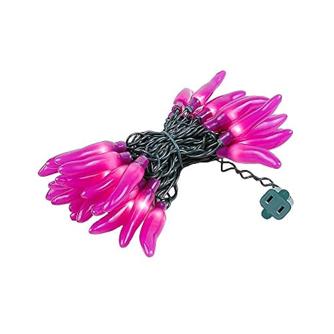 Novelty Lights 11FT Chili Pepper String Lights, 35 Lights Indoor/Outdoor Connectable Mini Light Set, Purple