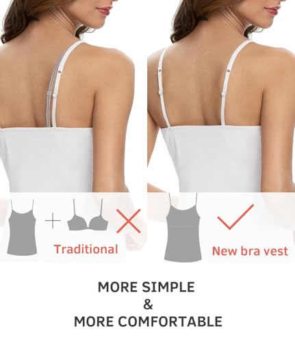 Image of Vislivin Womens Cotton Camisole Adjustable Strap Tank Tops with Shelf Bra Stretch Undershirts