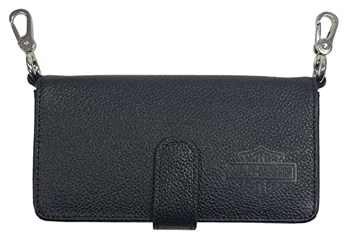 Harley-Davidson Women's Vixen Bar & Shield Leather Phone Crossbody Purse - Black