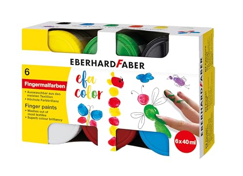 Eberhard Faber 578606 - Fingerfarben EFA Color, 6 Farben mit je 40 ml, Fingerfarben Kinder ungiftig