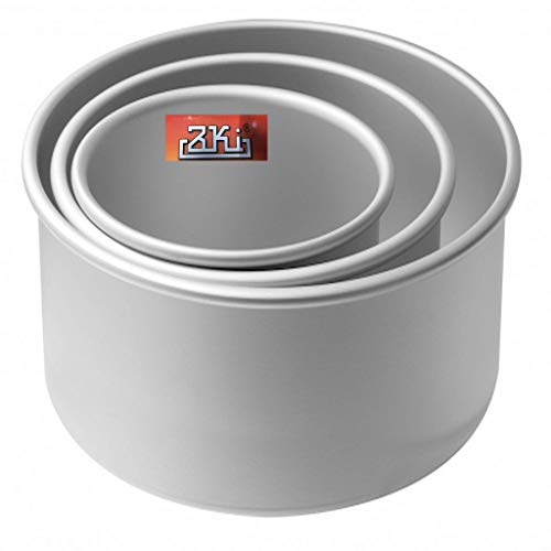 ZAKI Round Cake Pan/Mould Bakeware Tool (Aluminum) – 4″, 5″ & 6″ Diameter x 3″ Height (Set of 3 Pieces)