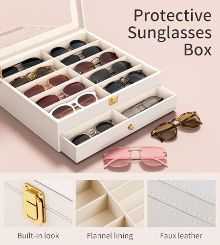Image of NEWLOOP 20 Slots Sunglass Organizer for Women Men Sunglasses Storage Box for Multiple Pairs of Eyeglass Holder Display Case
