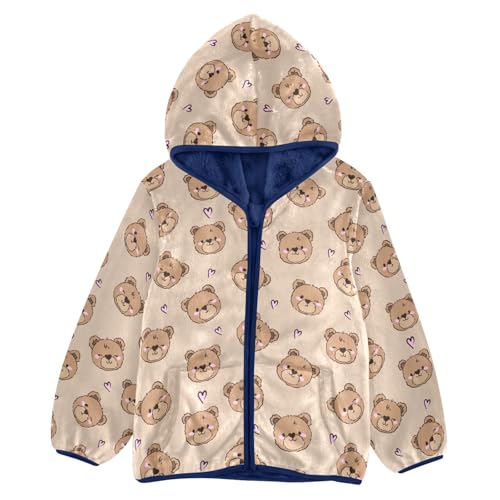 Bears Toddler Fleece Jacket Baby Boys Hooded Zipper Long Sleeve Thick Warm Outerwear 3-10 Years