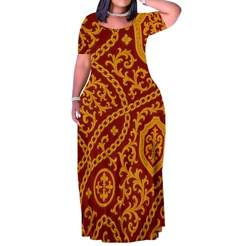 Image of PinkPatty Plus Size Maxi Dress for Women Summer Casual Short Sleeve Tshirt Dresses with Pockets (XL-6XL)
