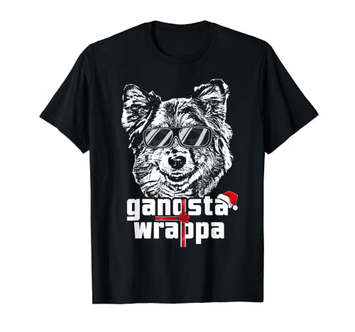 Finlandés Spitz Gangsta Wrapper Divertido Navidad Camiseta