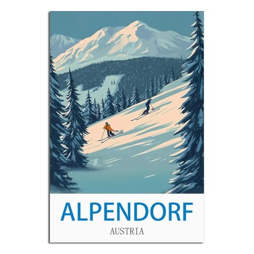 Affiche Autriche Alpendorf haut de gamme : poster de voyage vintage LNBIAND 50 x 75 cm