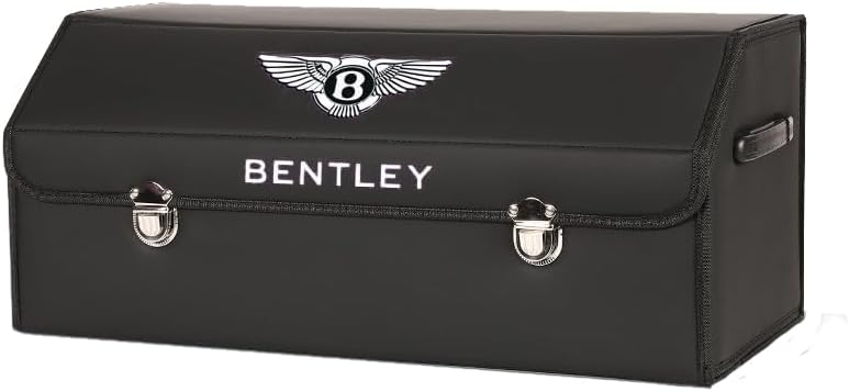 Car Trunk Organizer For Bentley Continental GT Coupe 3rd Gen/GT V8/GT Speed 2018-2023 Leather Trunk Storage Box Foldable with Lid Waterproof Emblem Accessories,D