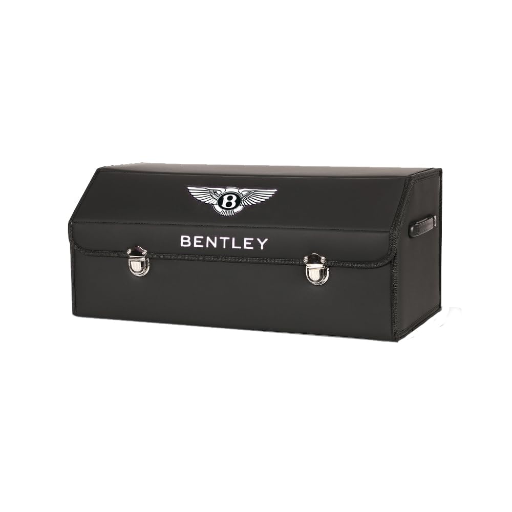 Car Trunk Organizer For Bentley Continental GT Coupe 3rd Gen/GT V8/GT Speed 2018-2023 Leather Trunk Storage Box Foldable with Lid Waterproof Emblem Accessories,D